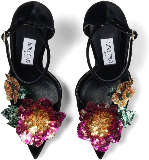 Jimmy Choo Azara 100mm floral-embellished pumps Black
