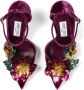 Jimmy Choo Azara 100mm floral-embellished pumps Purple - Thumbnail 4