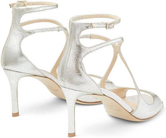 Jimmy Choo Azia 75mm metallic-effect sandals Silver