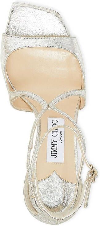 Jimmy Choo Azia 75mm metallic-effect sandals Silver