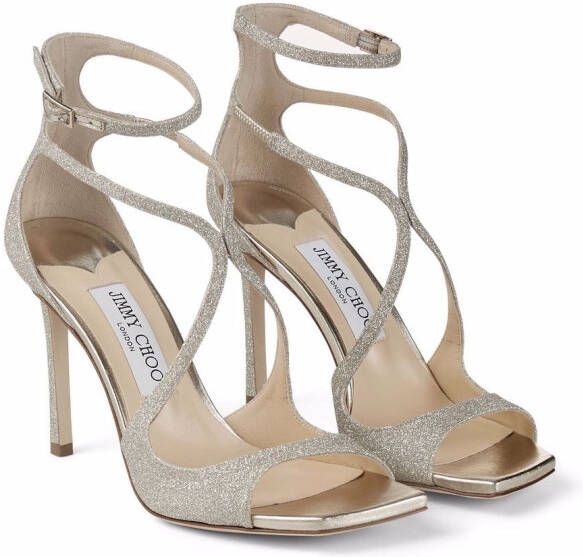 Jimmy Choo Azia 95mm glitter sandals Silver