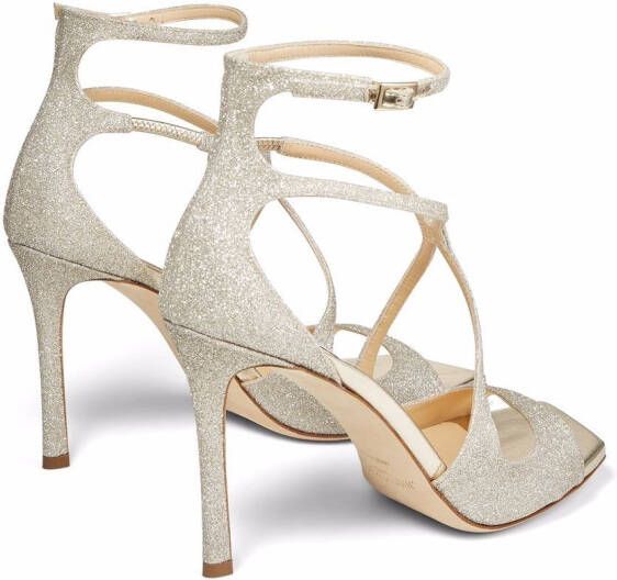 Jimmy Choo Azia 95mm glitter sandals Silver