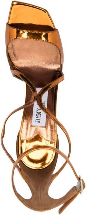 Jimmy Choo Azia 95mm metallic-effect sandals Brown
