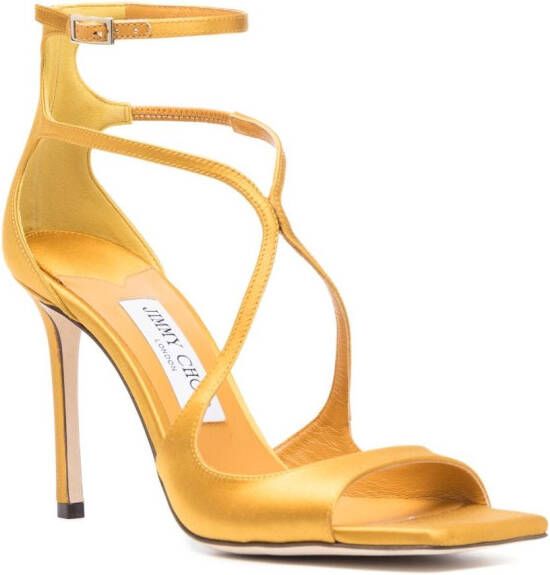 Jimmy Choo Azia 95mm metallic-effect sandals Gold