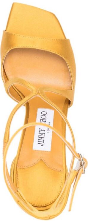Jimmy Choo Azia 95mm metallic-effect sandals Gold