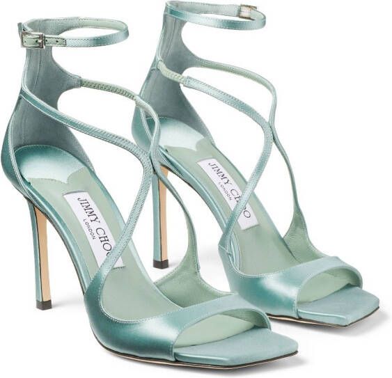 Jimmy Choo Azia 95mm metallic-effect sandals Green