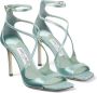 Jimmy Choo Azia 95mm metallic-effect sandals Green - Thumbnail 2