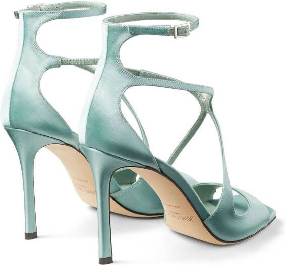 Jimmy Choo Azia 95mm metallic-effect sandals Green