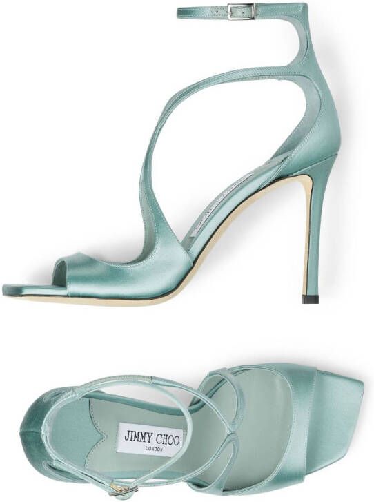 Jimmy Choo Azia 95mm metallic-effect sandals Green