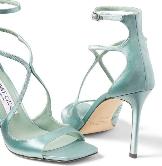 Jimmy Choo Azia 95mm metallic-effect sandals Green
