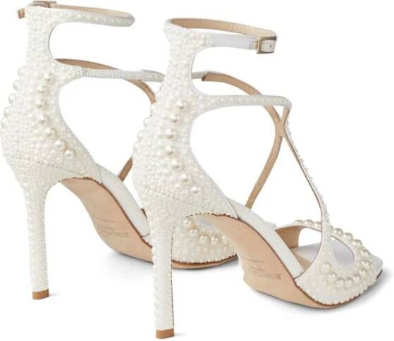 Jimmy Choo Azia 95mm pearl-embellished sandals White