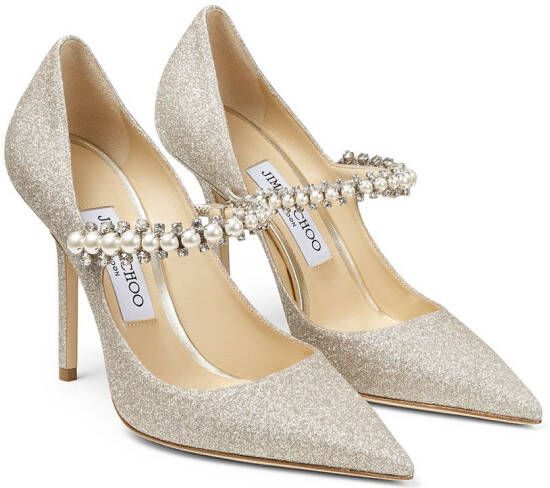 Jimmy Choo Baily 100mm pearl-embellished pumps Neutrals