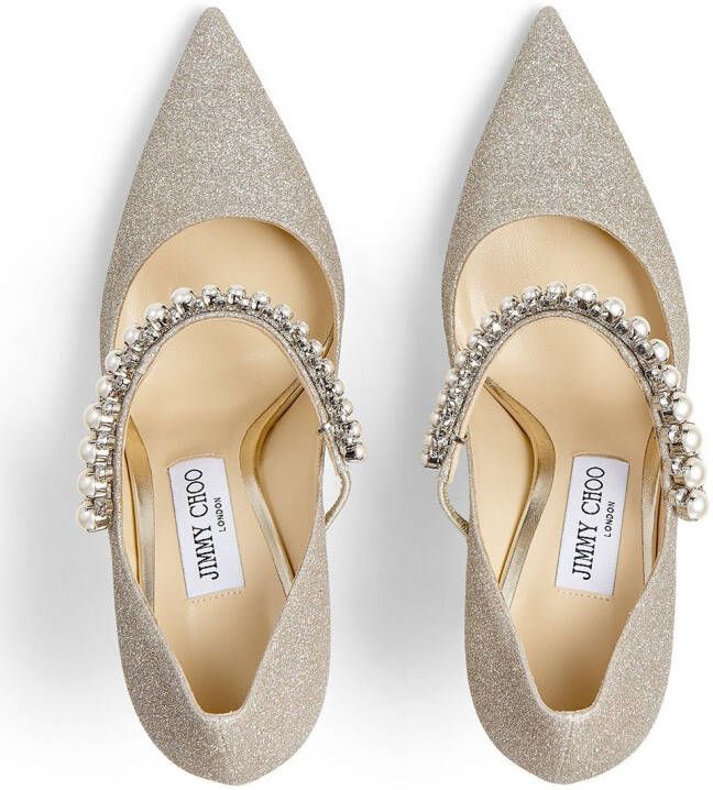 Jimmy Choo Baily 100mm pearl-embellished pumps Neutrals