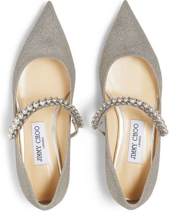 Jimmy Choo Baily embellished ballerina shoes Silver