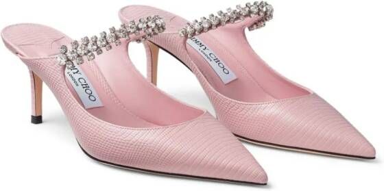 Jimmy Choo Bing 100mm crystal-embellished leather mules Pink