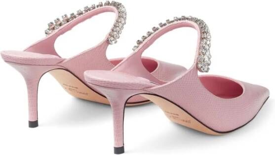 Jimmy Choo Bing 100mm crystal-embellished leather mules Pink