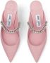 Jimmy Choo Bing 100mm crystal-embellished leather mules Pink - Thumbnail 4