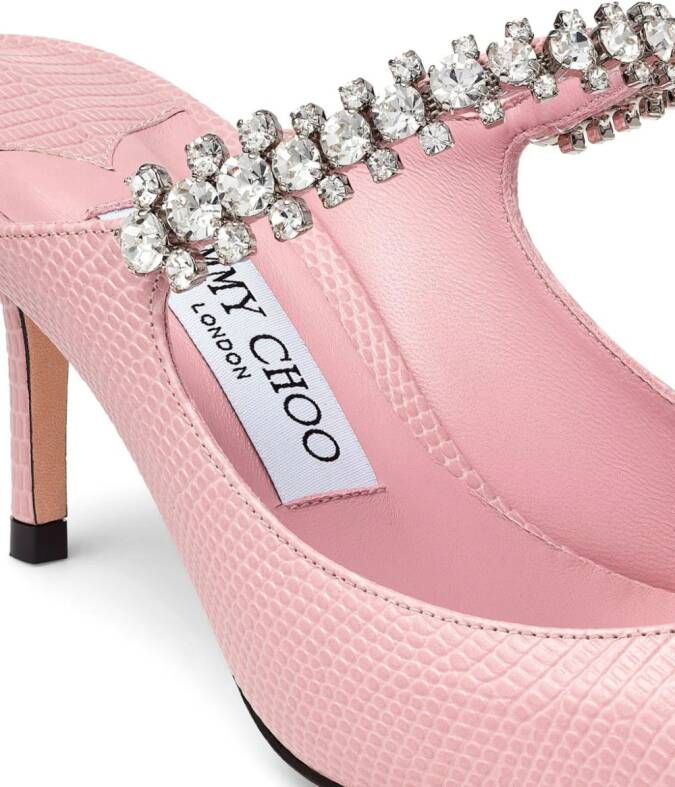 Jimmy Choo Bing 100mm crystal-embellished leather mules Pink