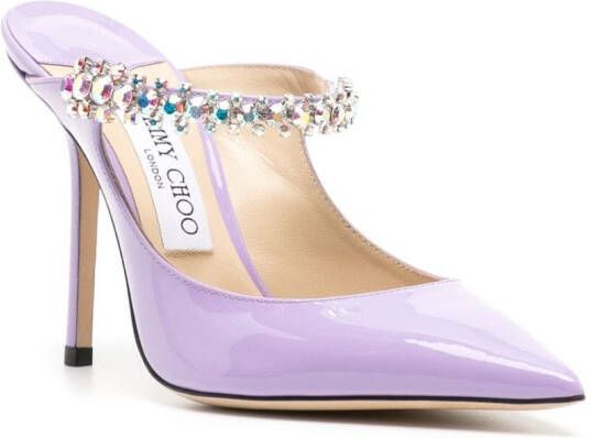Jimmy Choo Bing 100mm crystal-embellished mules Purple