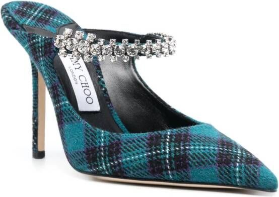 Jimmy Choo Bing 100mm tartan mules Blue