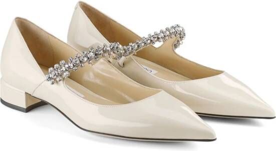 Jimmy Choo Bing crystal-strap ballerina shoes Neutrals