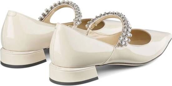Jimmy Choo Bing crystal-strap ballerina shoes Neutrals