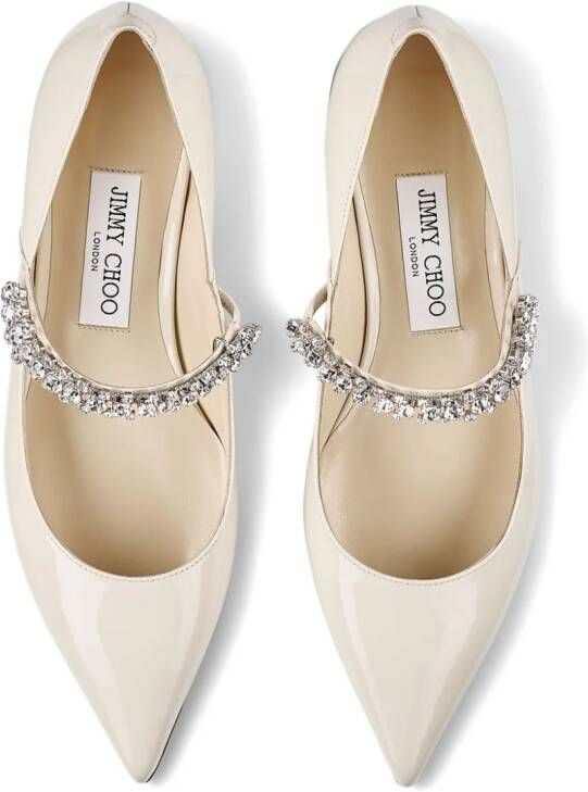 Jimmy Choo Bing crystal-strap ballerina shoes Neutrals