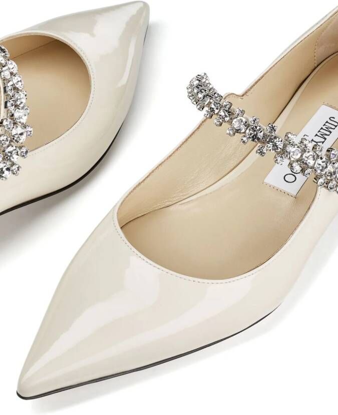 Jimmy Choo Bing crystal-strap ballerina shoes Neutrals