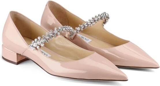 Jimmy Choo Bing crystal-strap ballerina shoes Pink