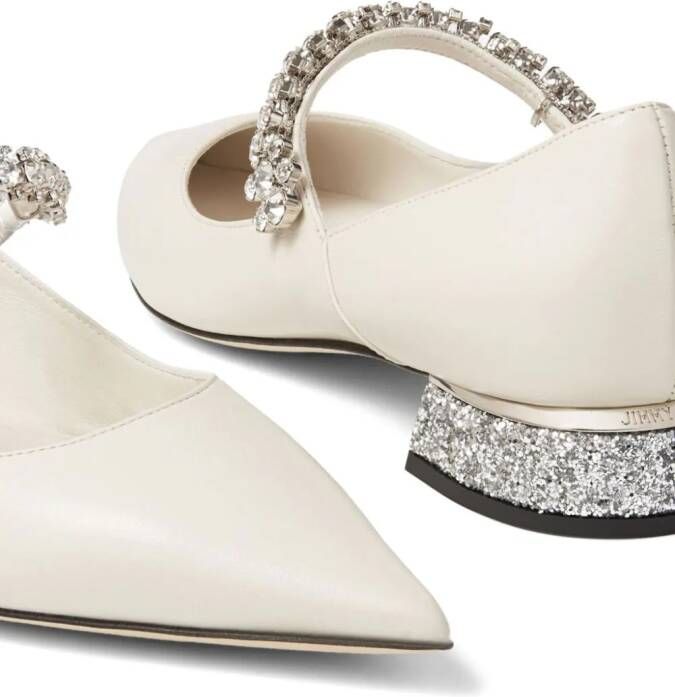 Jimmy Choo Bing crystal-strap ballerina shoes White