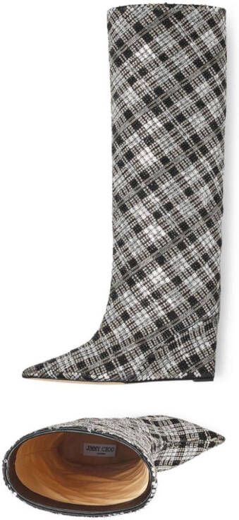 Jimmy Choo Blake 85mm check-pattern boots Grey