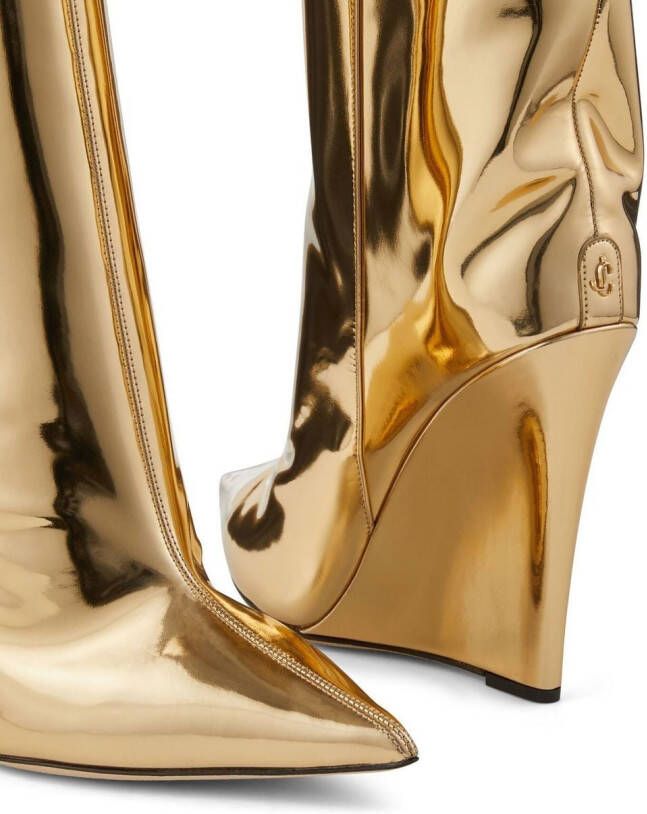 Jimmy Choo Blake metallic 110mm wedge boots Gold