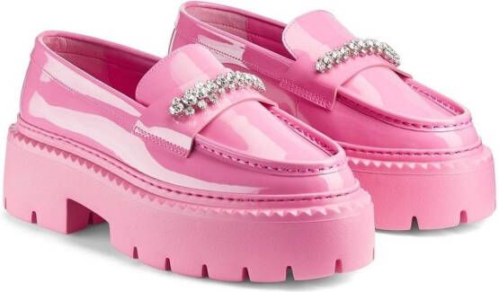 Jimmy Choo Bryer crystal leather loafers Pink