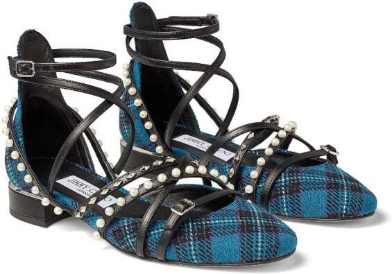 Jimmy Choo Celestia tartan-checked ballerina shoes Black