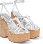 Jimmy Choo Clare 130mm metallic leather wedge sandals Silver - Thumbnail 2