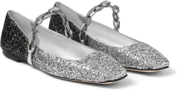 Jimmy Choo Diamond Tilda glitter ballerina shoes Silver