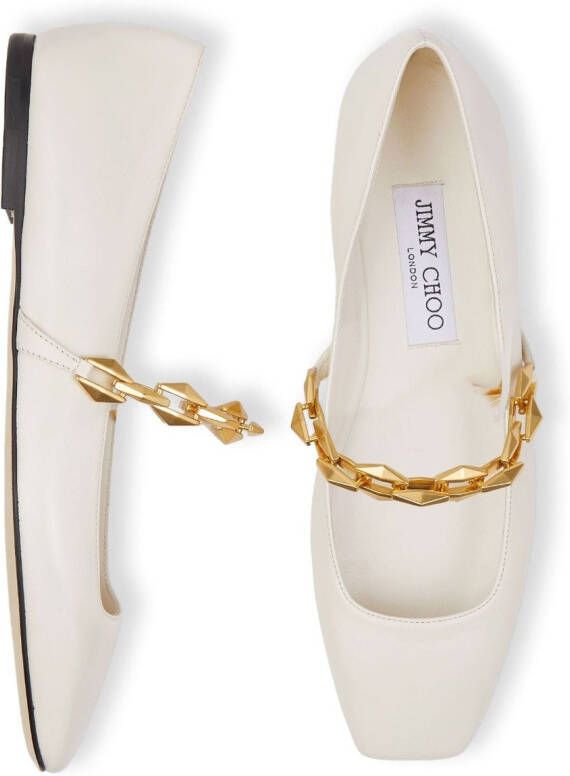 Jimmy Choo Diamond Tilda leather ballerina shoes White