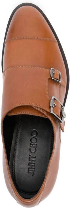Jimmy Choo double-buckle leather loafers Brown