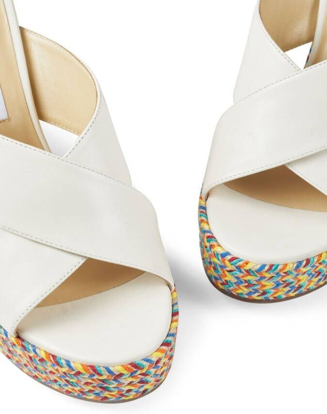 Jimmy Choo Dovina 100mm woven-wedge sandals White