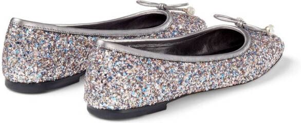 Jimmy Choo Elme glitter ballerina shoes Silver