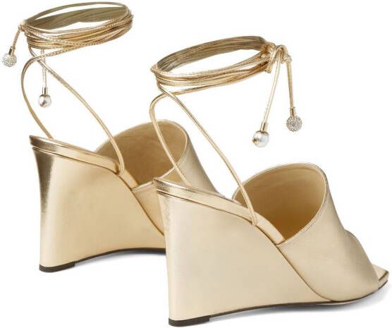 Jimmy Choo Elyna metallic wedge sandals Gold