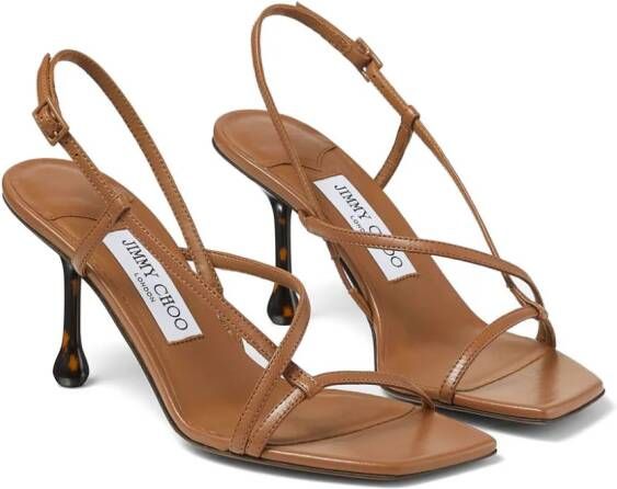 Jimmy Choo Etana 80mm leather sandals Brown