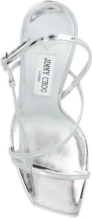 Jimmy Choo Etana 95 metallic sandals Silver