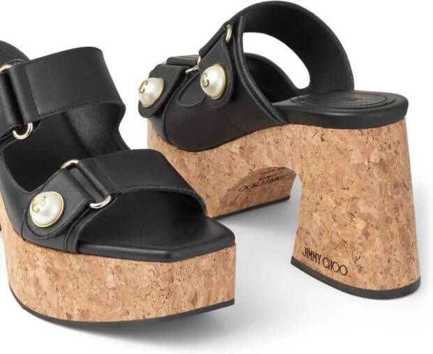 Jimmy Choo Fayence 95mm leather platform sandals Black