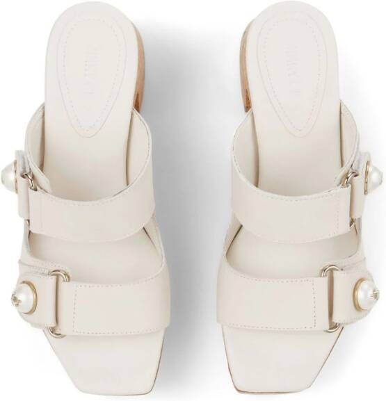 Jimmy Choo Fayence 95mm leather platform sandals White