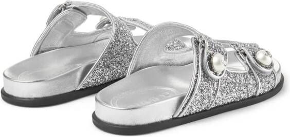 Jimmy Choo Fayence glitter leather sandals Silver