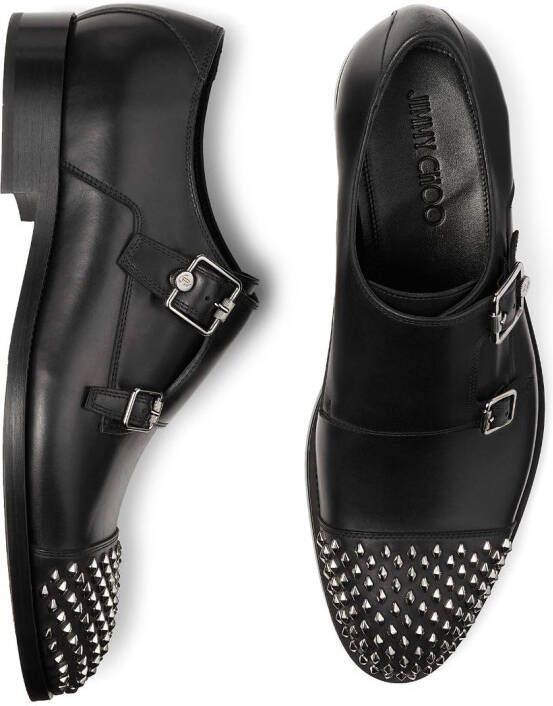 Jimmy Choo Finnion studded leather monk shoes Black