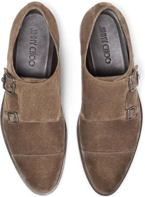 Jimmy Choo Finnion suede monk shoes Brown