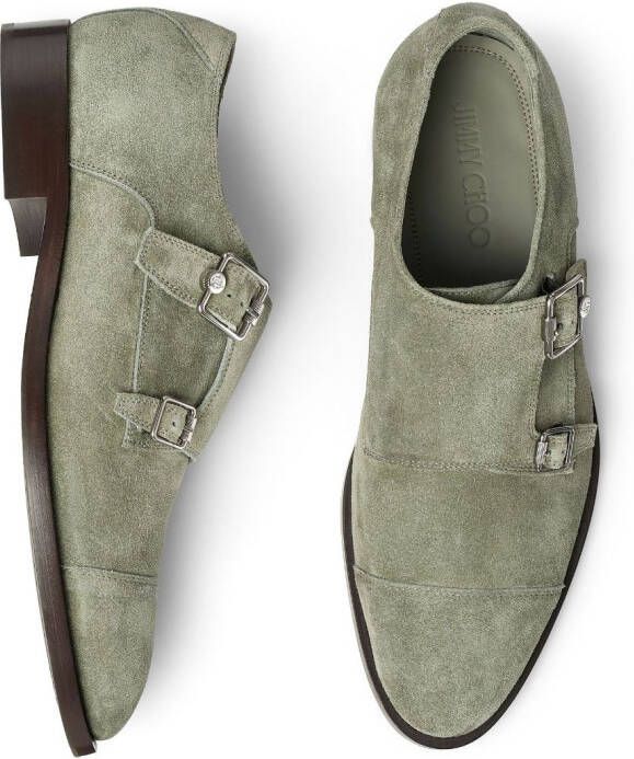 Jimmy Choo Finnion suede monk shoes Green