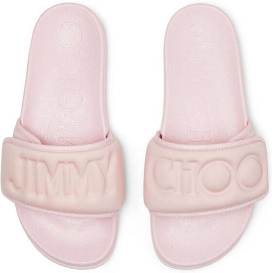 Jimmy Choo Fitz logo-debossed slides Pink